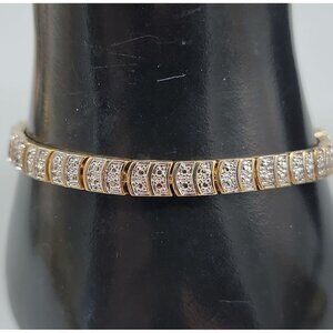 925 Gold Plated Two Tone Ladies Tennis Bracelet 7.25" China Hallmarked